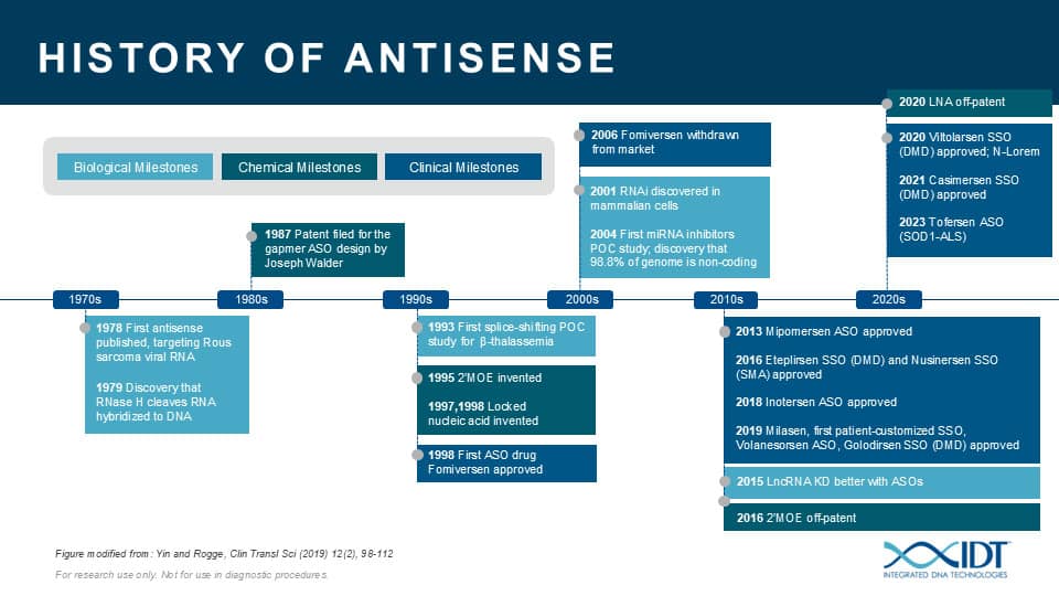 timeline of the history of antisense research